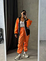 Жіночий спортивний костюм плащівка вітрова +штани (оранж) L - XL