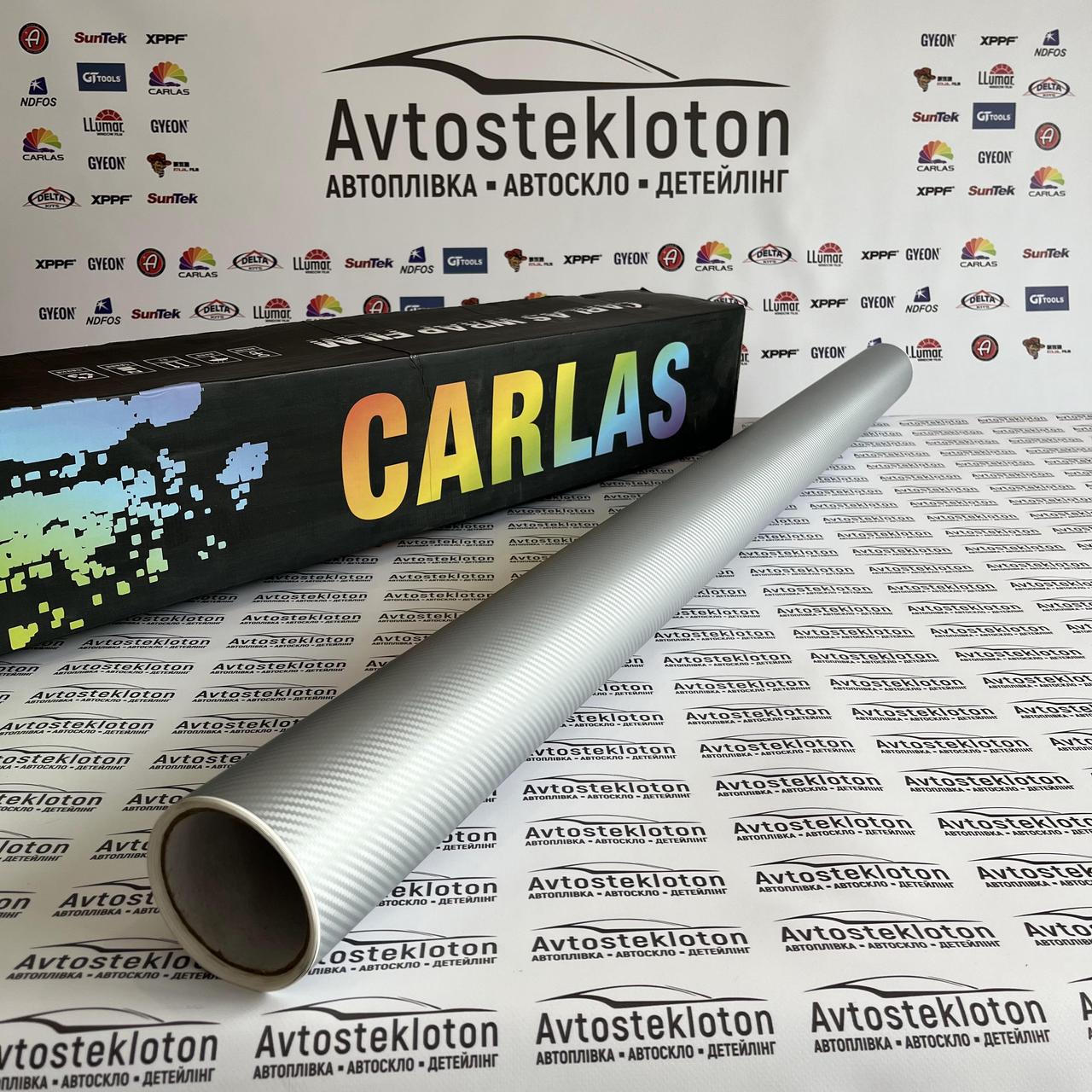 Світло сіра карбонова вінілова плівка для авто Carlas 3D 1,5 м