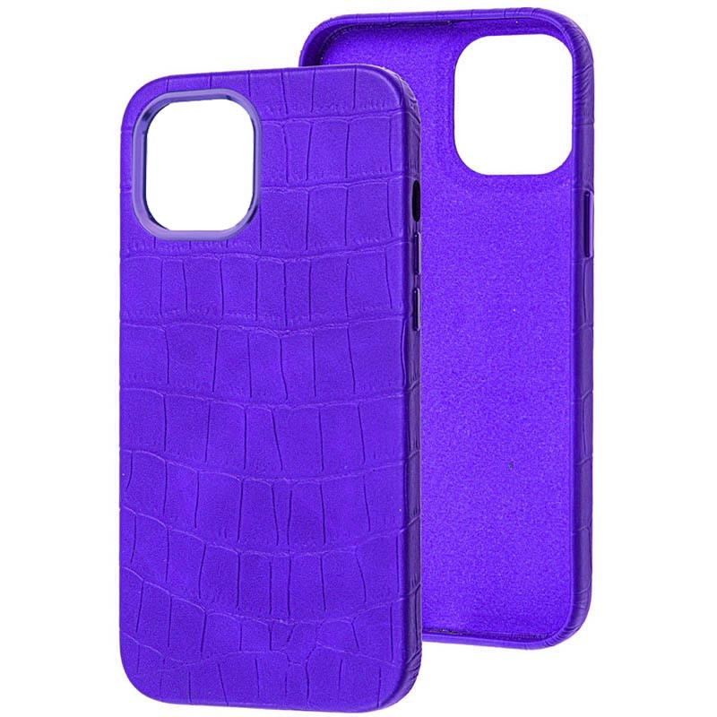 Уценка Кожаный чехол Croco Leather для Apple iPhone 14 Plus (6.7") - фото 1 - id-p1724457687