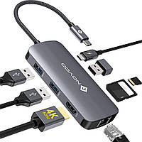 Мультипортовый адаптер NOVOO 4K 60 Гц HDMI USB C HUB 8 в 1 (серый)