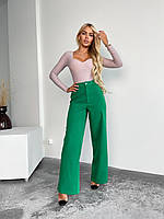 Элегантные женские брюки из костюмной ткани 42/44, Зеленый