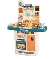 Детский игровой набор кухня голубого цвета интерактивная имеется свет, звук, вода, холодный пар, посудка BIN