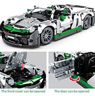 Детский набор конструктора игрушечная гоночная машинка функциональный автомобиль серого цвета на 1016 деталей