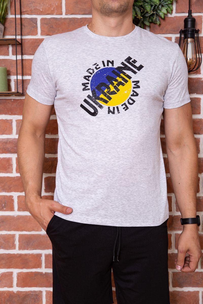 Чоловіча футболка з патріотичним принтом, колір Світло-сірий, 155R002