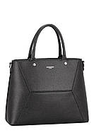 Женская черная сумка David Jones классическая деловая сумка с короткими ручками и плечевым ремнем эко-кожа