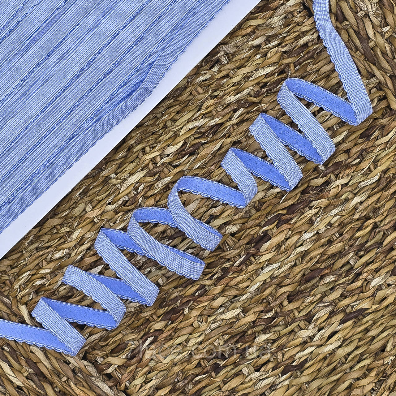 Станова гумка з фестоном "Хвиля" / колір БЛАКИТНИЙ / ширина 1 см / замовлення від 1 метра