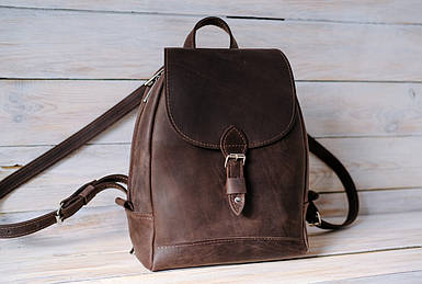 Жіночий рюкзак Женева з натуральної шкіри колір Шоколад