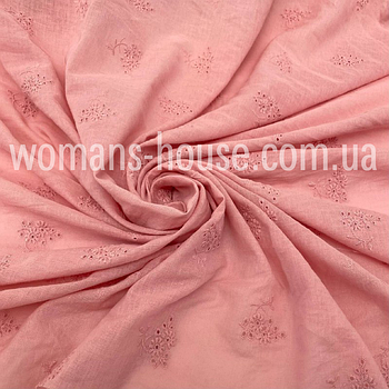 Тканина Батист вишивка Цветин Пудра