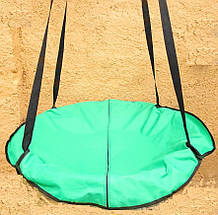 Підвісна садова гойдалка (гніздо лелека) для дітей та дорослих 100 см. до 100 кг. Зелений, фото 4