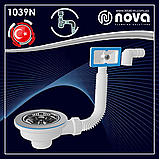 Випуск для сифона кухонної мийки 3 1/2 з прямокутним переливом NOVA 1039N, фото 3