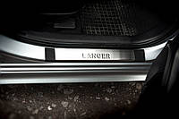 Накладки на пороги (OMSA, 4 шт, нерж) для Mitsubishi Lancer X 2008-2024 годов от PR
