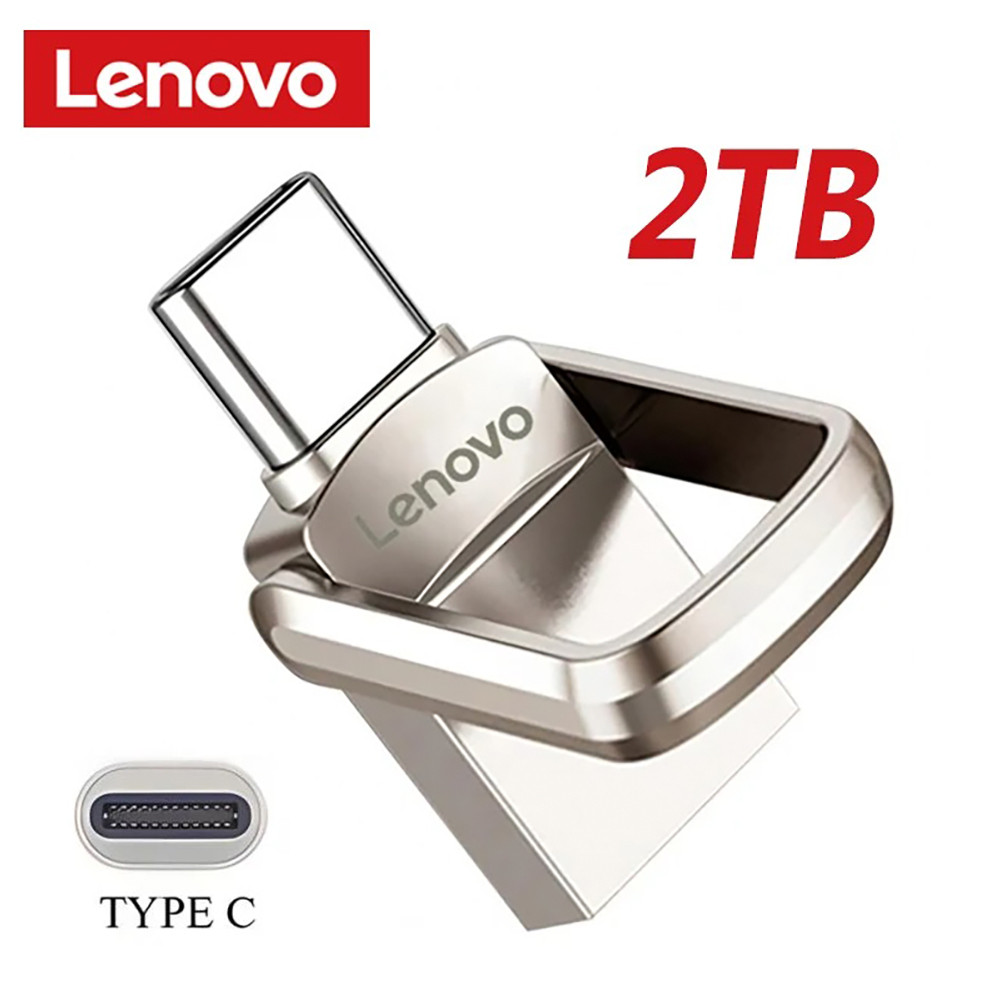 Флеш накопичувач-пам'ять 2в1 Lenovo у металевому корпусі USB3.0 + TYPE-C 2TB