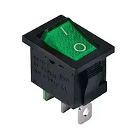 Переключатель 1 клавиша (зеленый) с подсветкой KCD1-4-201N G/B 220V TNSy