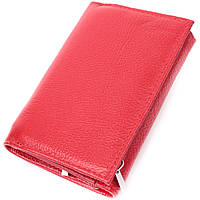 Кожаный удобный женский кошелек в три сложения ST Leather 22490 Красный высокое качество