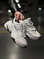 Женские кроссовки Nike M2K Tekno White Silver (Белые) Обувь Найк М2К Текно кожа текстиль демисезон