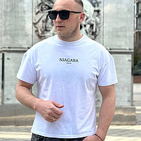 Чоловіча футболка оверсайз білого кольору з принтом NIAGARA brand  7405, фото 2