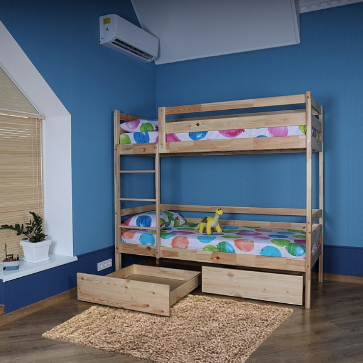 Двухъярусная кровать детская с ящиками babyson 4 лаковая 80x190см