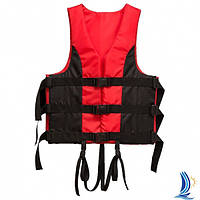 Спасательный-страховочный жилет 50-70 кг для лодки и рыбалки красно-чёрный Барк