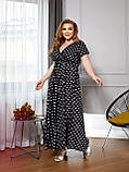 Довга сукня жіноча літня Тканина софт принт горох Розміри 50-52,54-56,58-60,62-64, фото 5