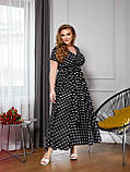 Довга сукня жіноча літня Тканина софт принт горох Розміри 50-52,54-56,58-60,62-64, фото 4