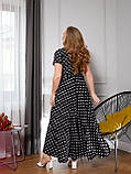 Довга сукня жіноча літня Тканина софт принт горох Розміри 50-52,54-56,58-60,62-64, фото 6