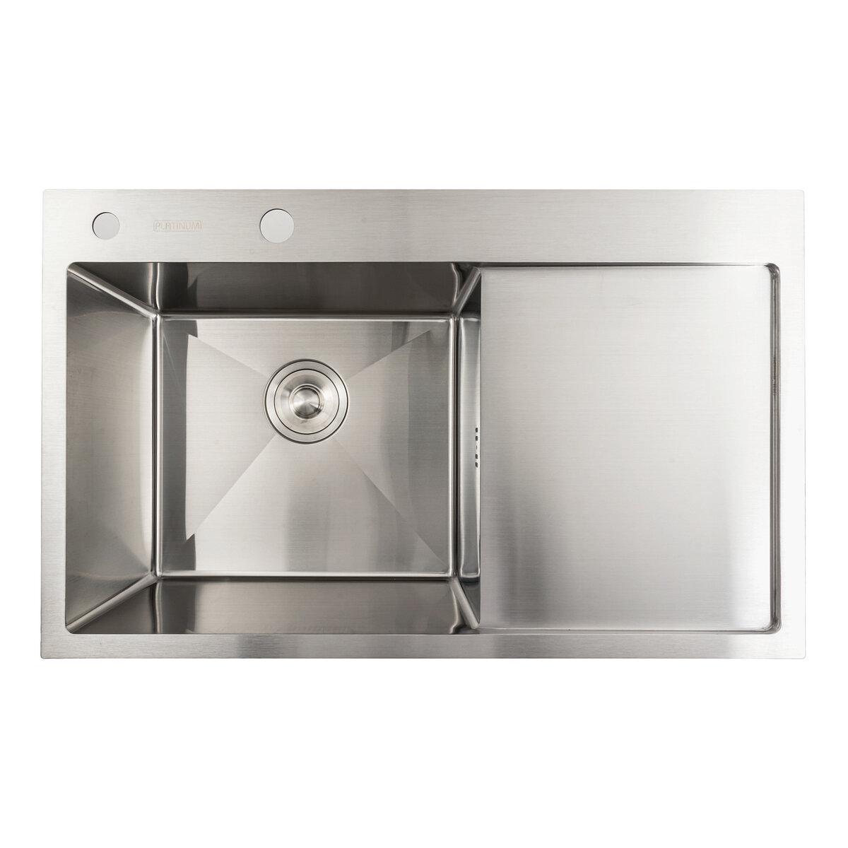Кухонна мийка Platinum Handmade 7848 L з дозатором і кошиком сталь 3.0/0.8 мм