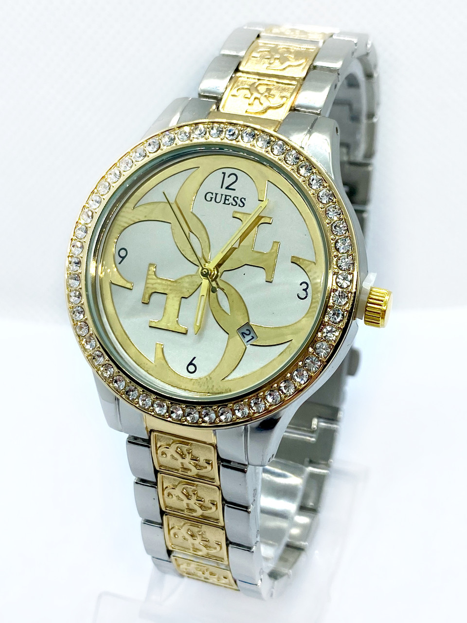 Годинник жіночий наручний Guess (Гесс), комбінований з білим циферблатом ( код: IBW895SY )