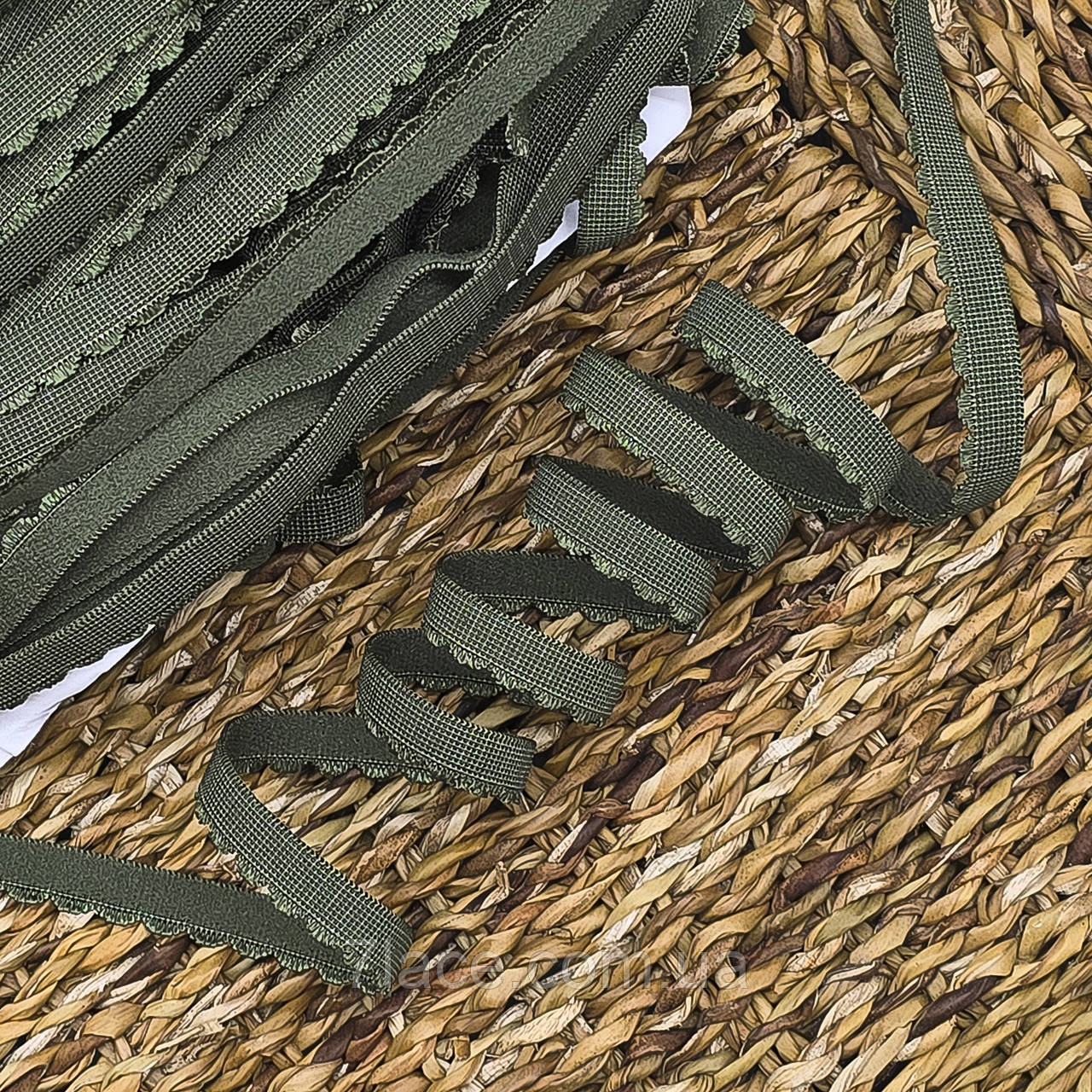 Станова гумка з фестоном "Хвиля" / колір ТЕМНИЙ ХАКІ / ширина 1 см / замовлення від 1 метра