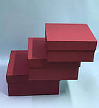 Набір квадратних коробок з кришками (бордо), фото 2