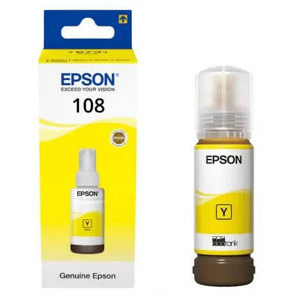 Оригінальне чорнило Epson 108 EcoTank L8050/L18050 Yellow (Жовтий) C13T09C44A 70 мл, фото 1