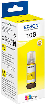 Оригінальне чорнило Epson 108 EcoTank L8050/L18050 Yellow (Жовтий) C13T09C44A 70 мл, фото 3