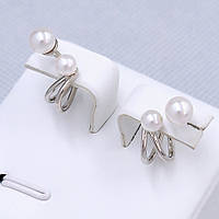 Сережки-гвоздики XР. Родій. Камені: перли. Довжина: 11 мм. Ширина: 5 мм.