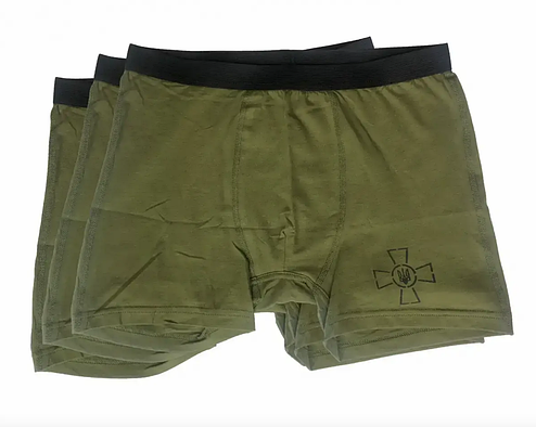 Набір із 3 трусів армійських чоловічих ВСУ хакі/оліва з хрестом тактична натільна білизна 46-64, фото 1