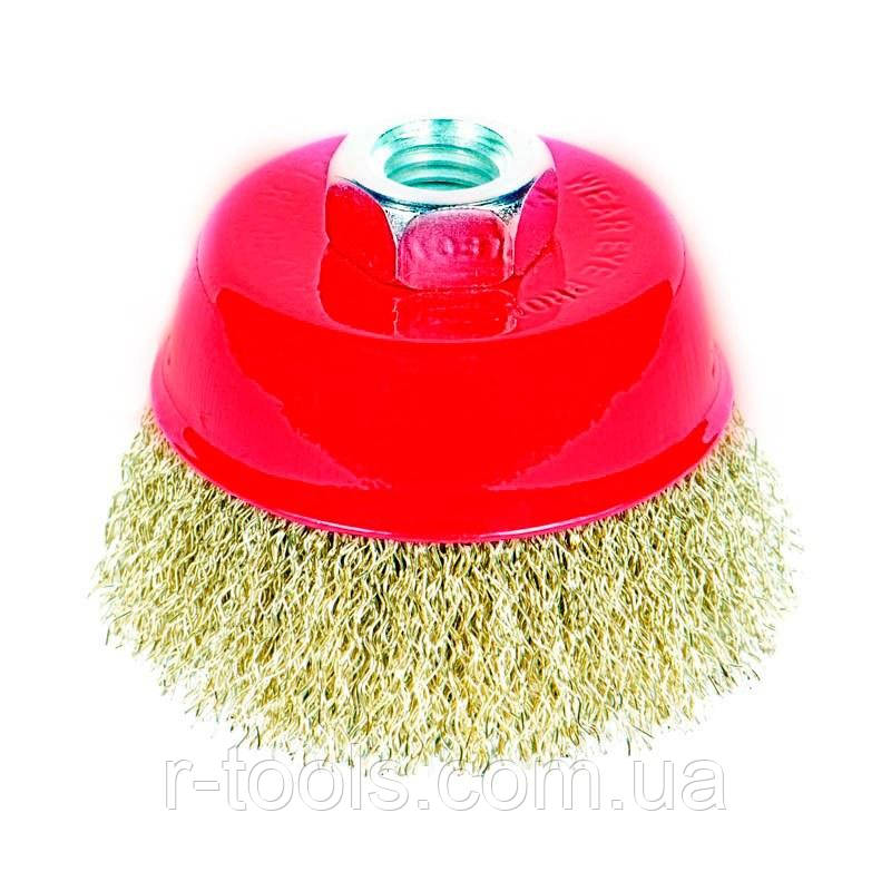 Щітка дротяна чашоподібна Ø125мм М14 × 2 мм латунова Sigma 9014121