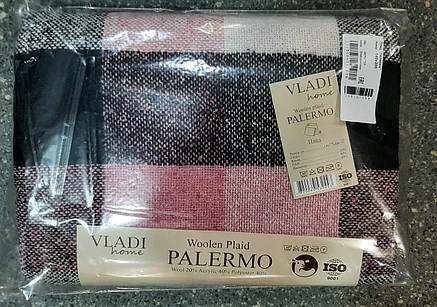 Плед Vladi "Palermo" 140*200см (1,5-ий) вовна білий рожевий чорний, фото 3
