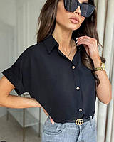 Рубашка блузка жатка легкая модная женская с 42 до 56 размера