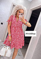 Женское свободное модное стильное летнее платье цвет красный р.48