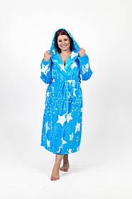 Жіночий халат з велсофту N.EL. 1320-1-42 блакитний розмір XL