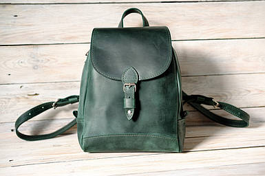 Жіночий рюкзак Женева з натуральної шкіри колір Зелений