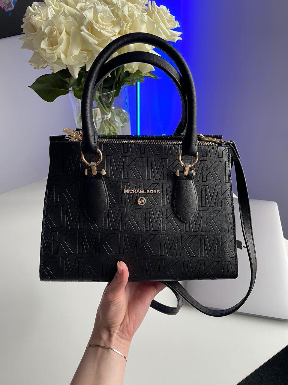 Жіноча сумка Майкл Корс чорна Michael Kors Black Marilyn Large Logo