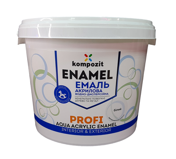 Емаль акрилова Kompozit PROFI біла шовковисто-матова 2.7 л, фото 1