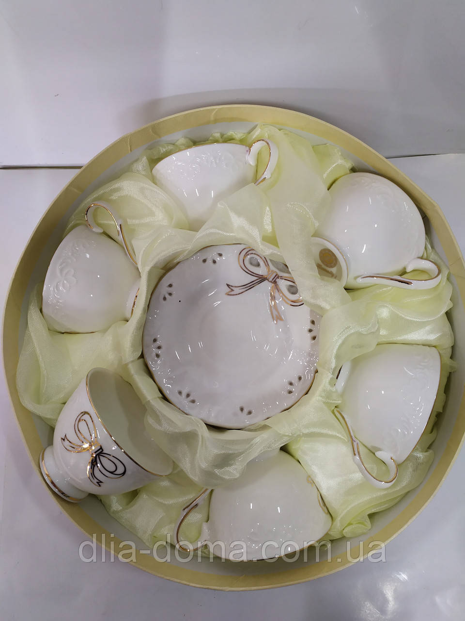 Сервиз кофейный  12предметов  " Белый бант " чашка- 80мл блюдце-12см  1546, фото 1