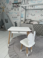 Детский столик со стульчиком Бабочка и ящиком для карандашей и раскрасок (Белый) «T-s»