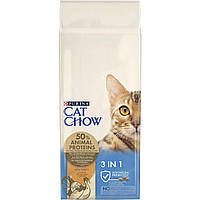 Сухой корм для кошек Cat Chow Feline 3 in 1 с формулой тройного действия с индейкой 15 кг