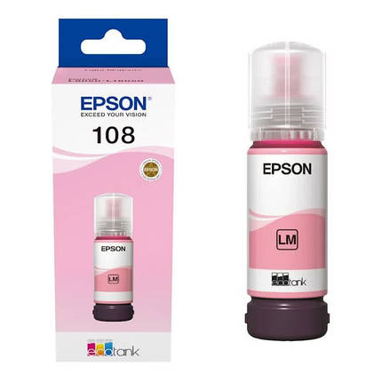 Оригінальне чорнило Epson 108 EcoTank L8050/L18050 Light Magenta (Світло пурпурний) (C13T09C64A) 70 мл, фото 1