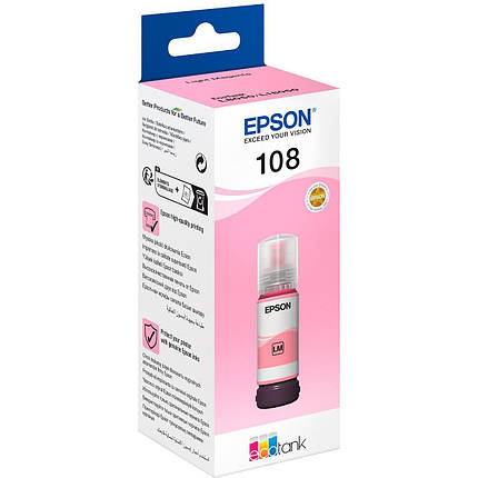Оригінальне чорнило Epson 108 EcoTank L8050/L18050 Light Magenta (Світло пурпурний) (C13T09C64A) 70 мл, фото 3