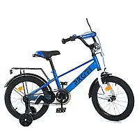 Детский велосипед двухколесный PROF1 14 MB BRAVE 14022 звонок , фонарь, багажник, доп.колеса. Синий