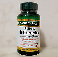 Nature's Bounty Super B-Complex with Folic Acid Plus Vitamin C 150 таблеток Витамин Б, фолиевая кислота, вит ц