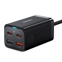 Мережевий зарядний пристрій Baseus GaN3 Pro 65W (2 Type-C + 2 USB) + Cable Type-C to Type-C 100W (1m)