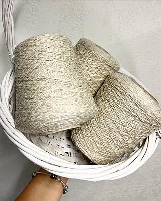 Пряжа на конусі кашемір з бавовною Cashmere Cotone Gauge 60% Ws 40% Co naturale молочно бежевий меланж